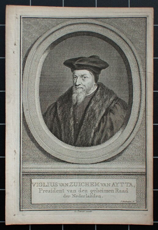 Jacobus Houbraken - Viglius Zuichemus, Jurist - o.J. - Kupferstich