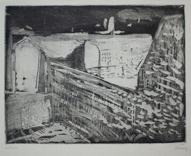 Ruth Tesmar - Berliner Stadtlandschaft - Radierung - 1980 - Andruck