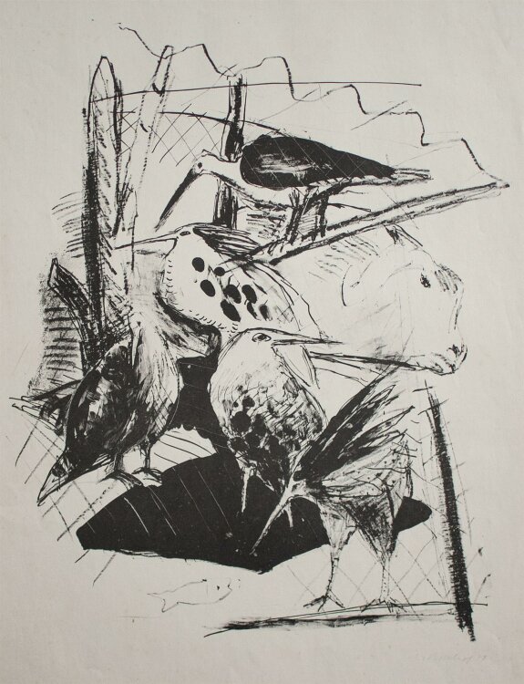 Linde Bischof - o. T. (Vögel) - Lithographie - 1974