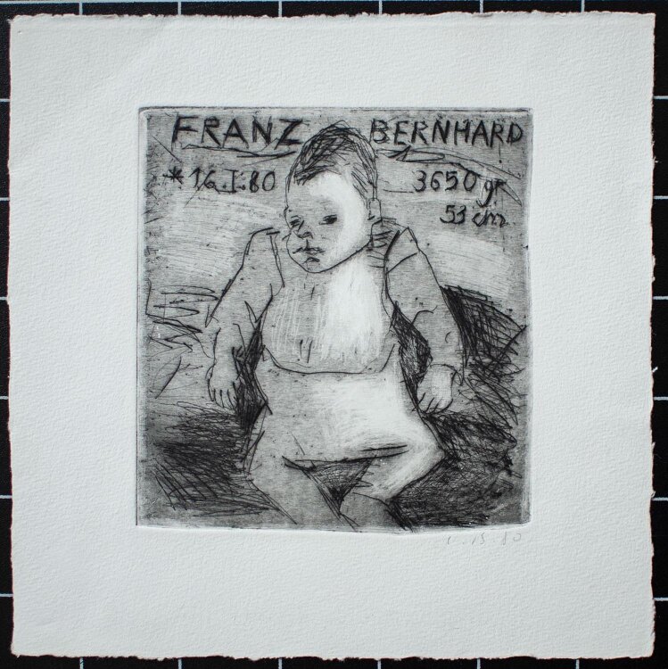 Linde Bischof - Geburtsanzeige - Radierung - 1980