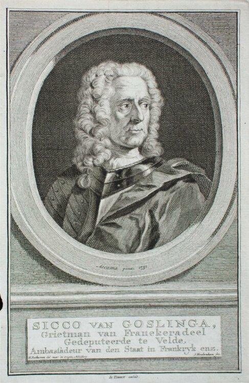 Jacobus Houbraken - Sicco van Goslinga - Kupferstich - um...