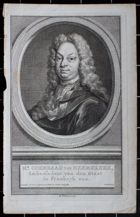 Jacobus Houbraken - Porträt Politiker Coenraad Reichsgraf van Heemskerk - um 1750 - Kupferstich
