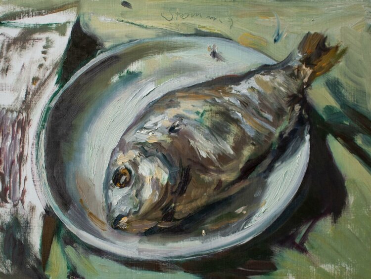 Martin Stommel - Stillleben mit Fisch - 2013 - Malerei