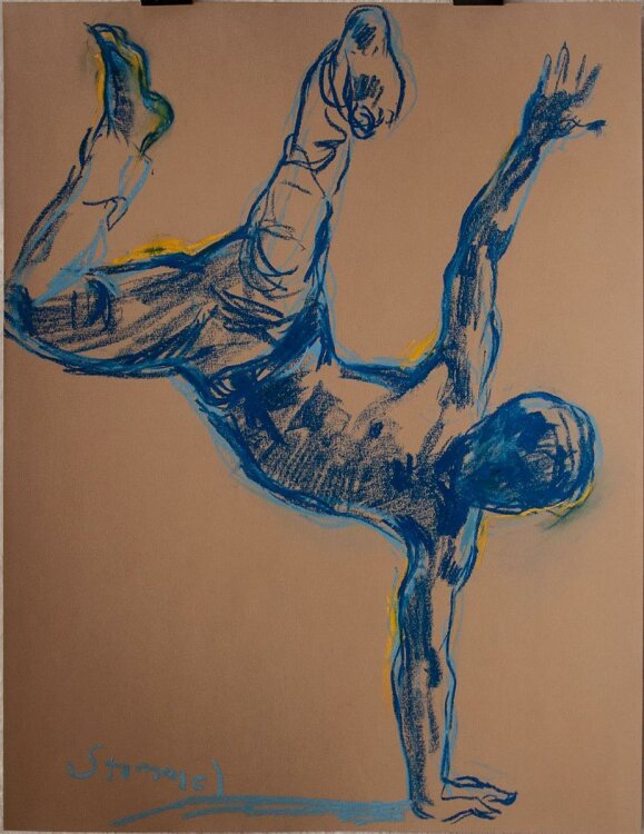 Martin Stommel - Breakdancer blau - Pastell - 2015