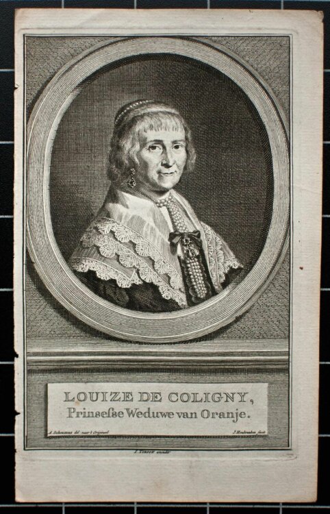 Jacobus Houbraken - Porträt Louise Coligny Oranien Nassau - 1750 - Kupferstich