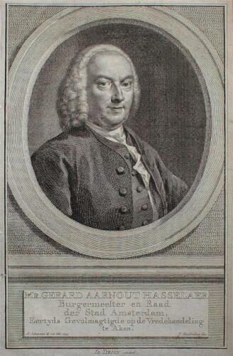 Jacobus Houbraken - Mr. Gerard Aarnout Hasselaer  - Kupferstich - um 1750