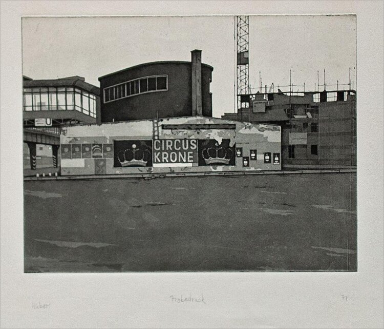 Jan Huber - Circus Krone - Radierung - 1977 - Probedruck
