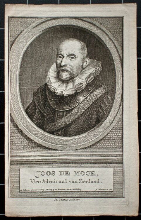 Jacobus Houbraken - Porträt Joss de Moor, Admiral - 1760 - Kupferstich