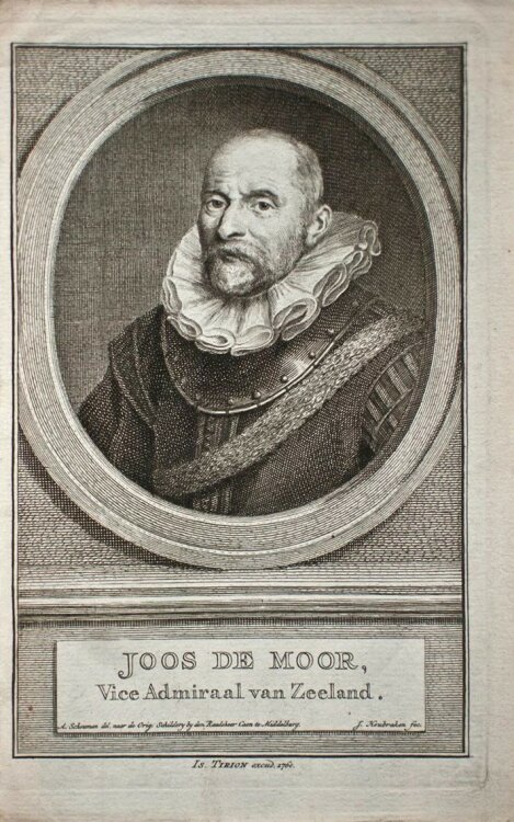 Jacobus Houbraken - Porträt Joss de Moor, Admiral - 1760 - Kupferstich