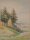 E. Boye - Landschaft mit Nadelbäumen - Buntstiftzeichnung - 1915