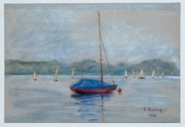 Gerhard Dyring - Segelboote - Pastell - 1982
