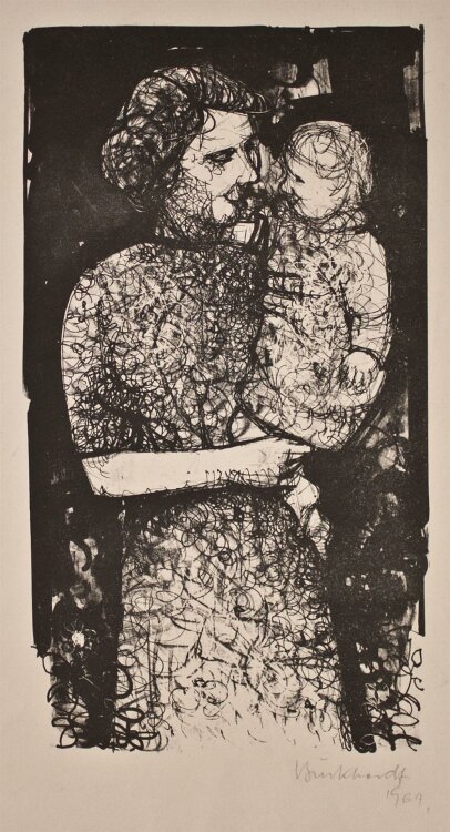 Heinrich Burkhardt - Mutter mit Kind - 1969 - Lithografie