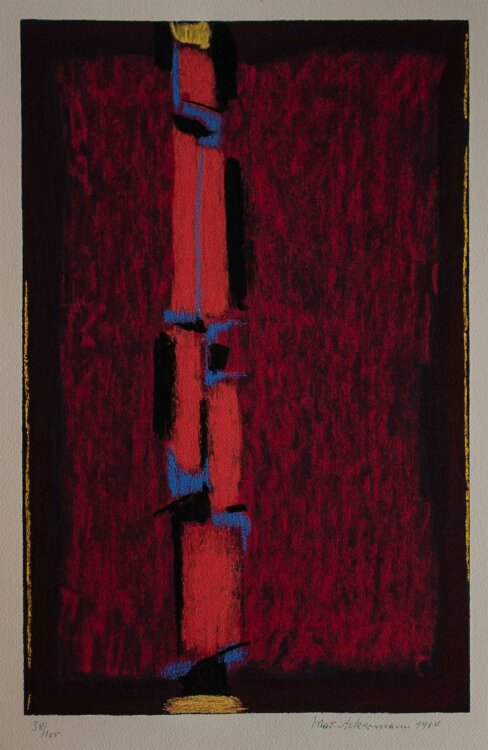 Max Ackermann - Roter Farbturm - 1964 - Siebdruck