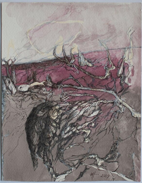 Werner Hennig - Landschaft mit Zeig - Aquarell - 2004