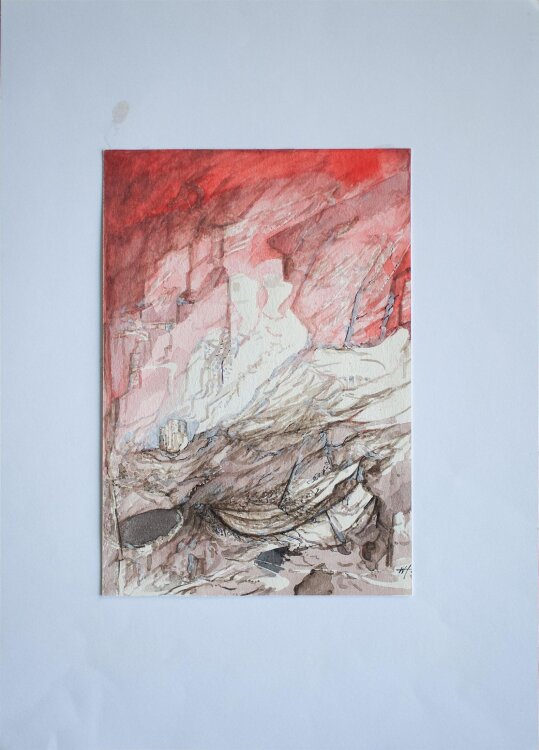 Werner Hennig - o.T. (Landschaft mit Booten) - Aquarell - o.J.