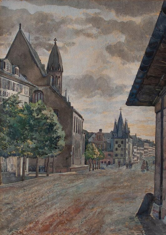 Adolf Specht - Leonhardkirche mit Rententurm, Frankfurt a. M. - Aquarell - 1911