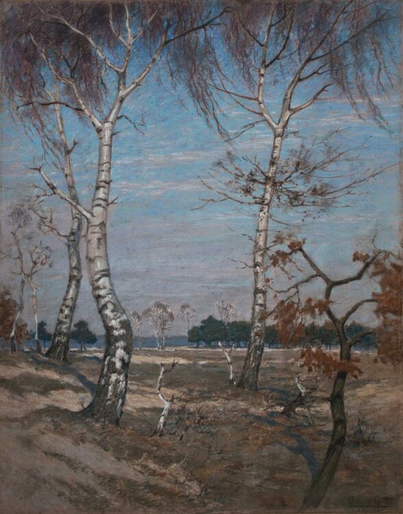 Oswald Gette - Landschaft mit Birken - o.J. - Pastell