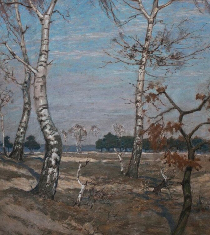 Oswald Gette - Landschaft mit Birken - o.J. - Pastell