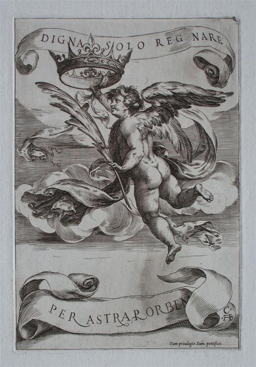 Cherubino Alberti - Putto mit Krone und Zweig - o.J. - Kupferstich