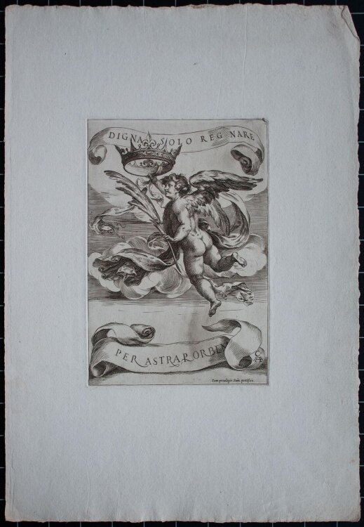 Cherubino Alberti - Putto mit Krone und Zweig - o.J. - Kupferstich