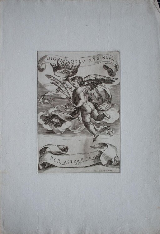 Cherubino Alberti - Putto mit Krone und Zweig - o.J. - Kupferstich