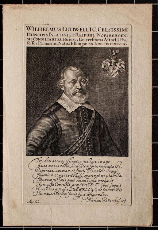 Andreas Khol - Porträt Wilhelm Ludwell - Kupferstich - o.J.