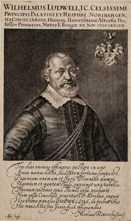 Andreas Khol - Porträt Wilhelm Ludwell - Kupferstich...
