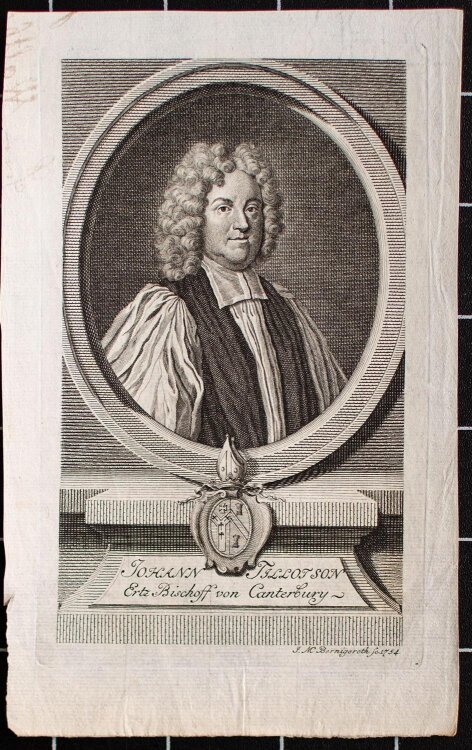 Martin Bernigeroth - Porträt Johann Tillotson - Kupferstich - 1754