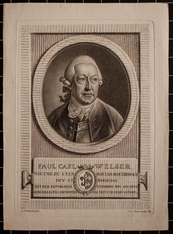 Johann Carl Bock - Porträt Paul Carl Welser - Kupferstich - o.J.