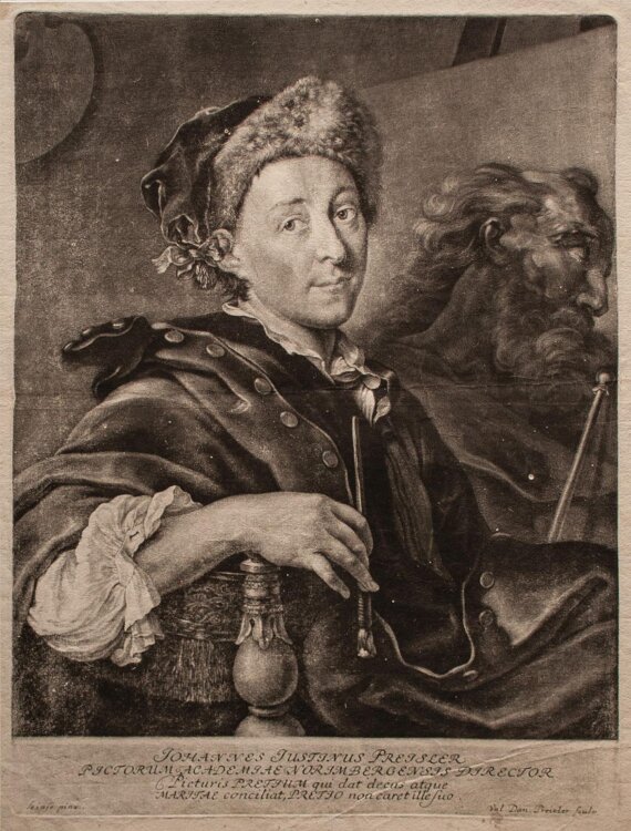Johann Daniel Preissler - Porträt Johannes Justus Preissler - Mezzotinto - o.J.