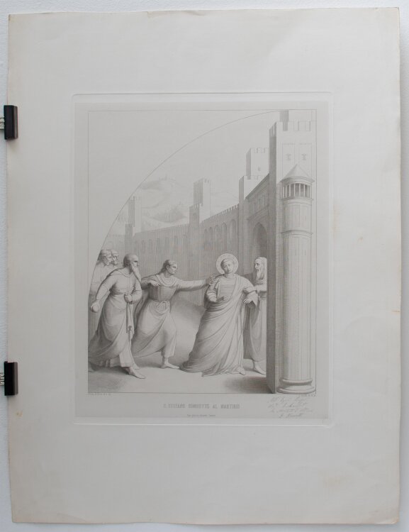 Giovanni Domenico Ferretti - Der heilige Laurentius in drei Abbildungen. 1. Der heilige Laurentius erhält die Schätze der Kirche von Papst Sixtus II; 2. Der heilige Laurentius gibt den Armen Almosen; 3. Der heilige Stephanus führte zum Martyrium. - um 173