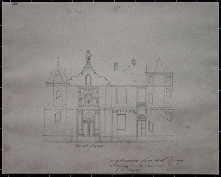 Manfred Lindemann-Frommel - Hausentwurf, Schwerin - 4 Tuschezeichnungen - 1879