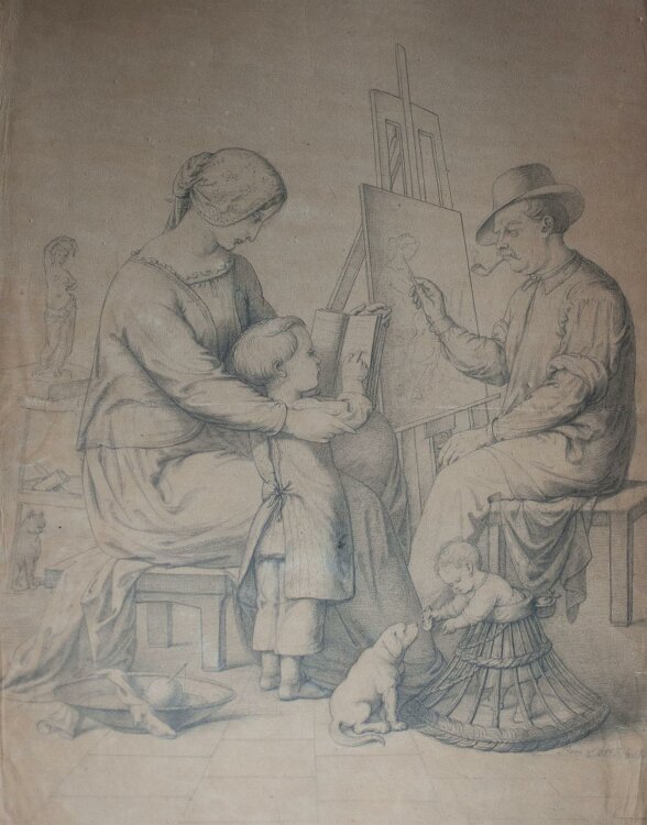 Johann Christian Lotsch - Im Atelier - 1855 - Bleistift