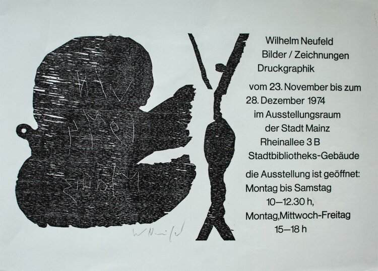Wilhelm Neufeld - Ausstellungsplakat - Holzschitt - 1974