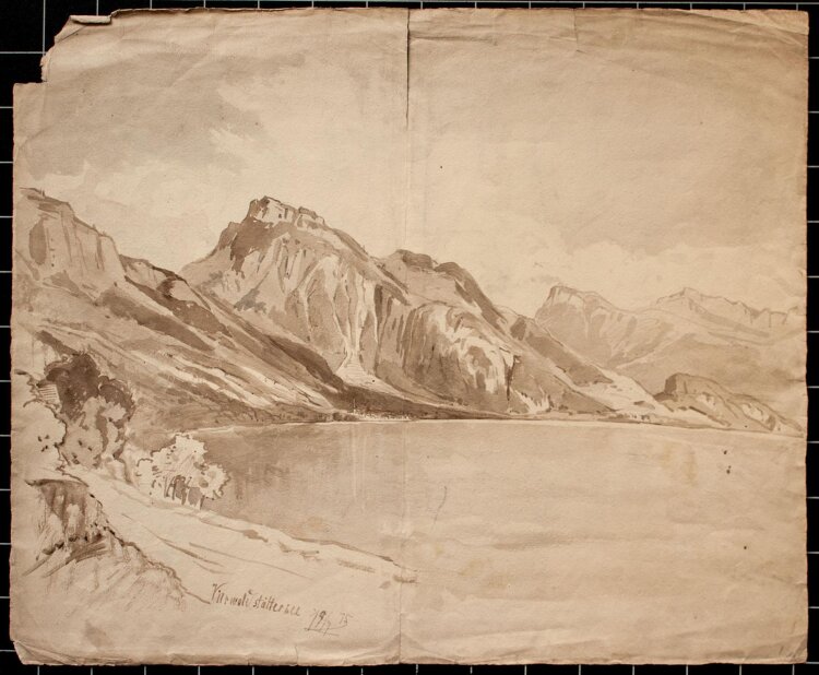 Ernst Heyn - Vierwaldtstättersee - lavierte Tuschezeichnung - 1875