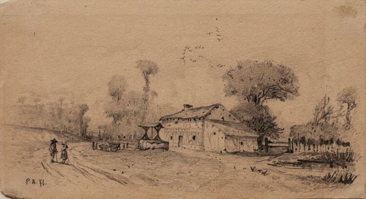 Unbekannter Künstler - Bei Châtenay (Frankreich) - Bleistiftzeichnung - 1870