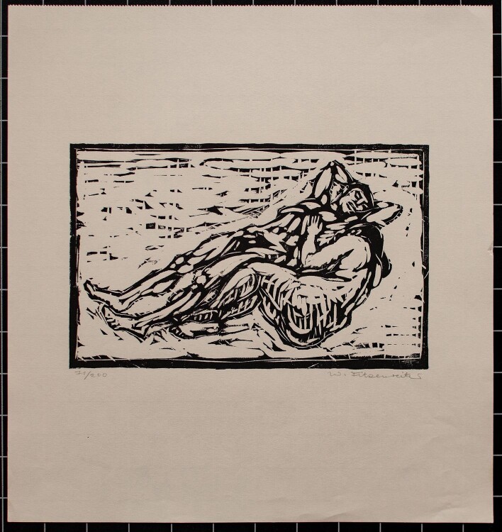 Wilfried Fitzenreiter - liegendes Paar - Holzschnitt - o.J. - 71/200