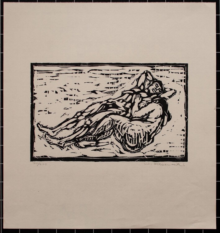 Wilfried Fitzenreiter - liegendes Paar - Holzschnitt - o.J. - 71/200