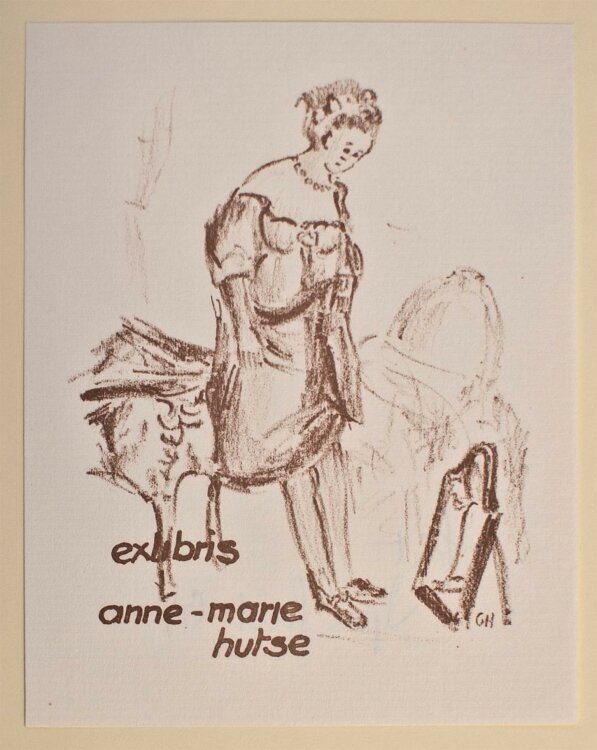 G. Hutse - Ex Libris Anne-Marie Hutse - Lithographie - 1967