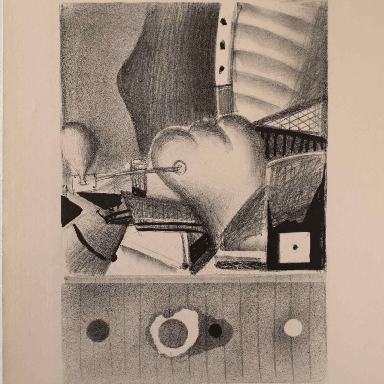 Hans Brosch - abstrakte Darstellung - undatiert - Lithografie
