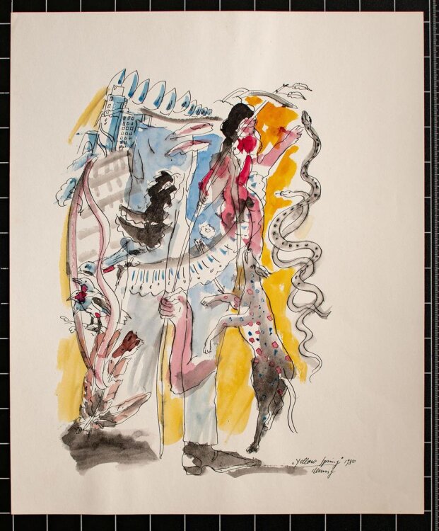 Karl-Heinz Dennig - Yellow Spring -  aqua. Tuschezeichnung - 1980