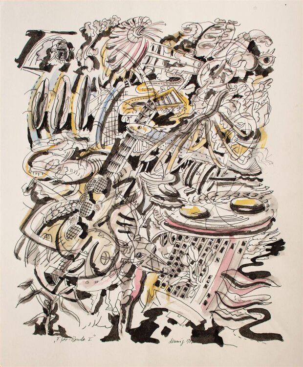 Karl-Heinz Dennig - F. for Rondo I -  aqua. Tuschezeichnung - 1981