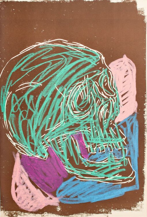 Markus Lüpertz - Skull - Buch (mit Zeichnung) - 1992 - unsigniert