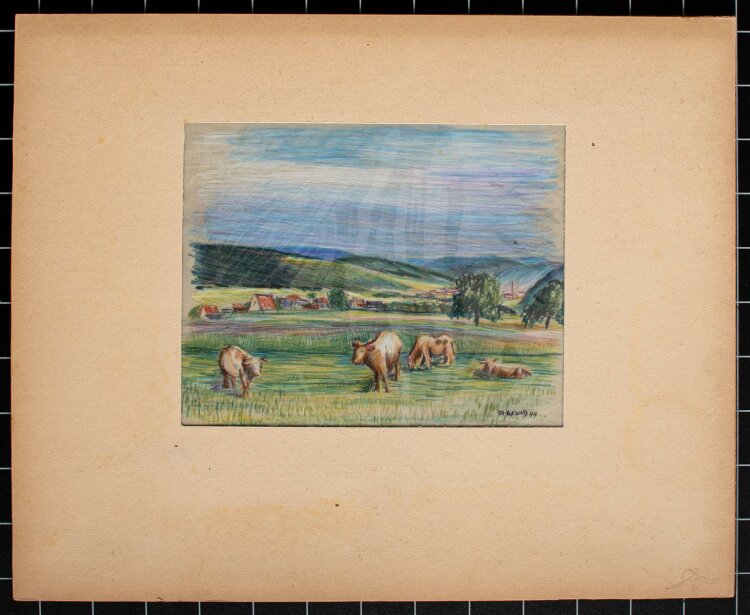 Martin Krauß - Landschaft mit Kühen -...