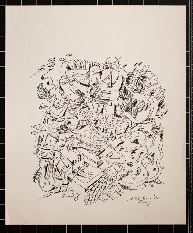 Karl-Heinz Dennig - deutsch-Rot I - Tuschezeichnung - 1981
