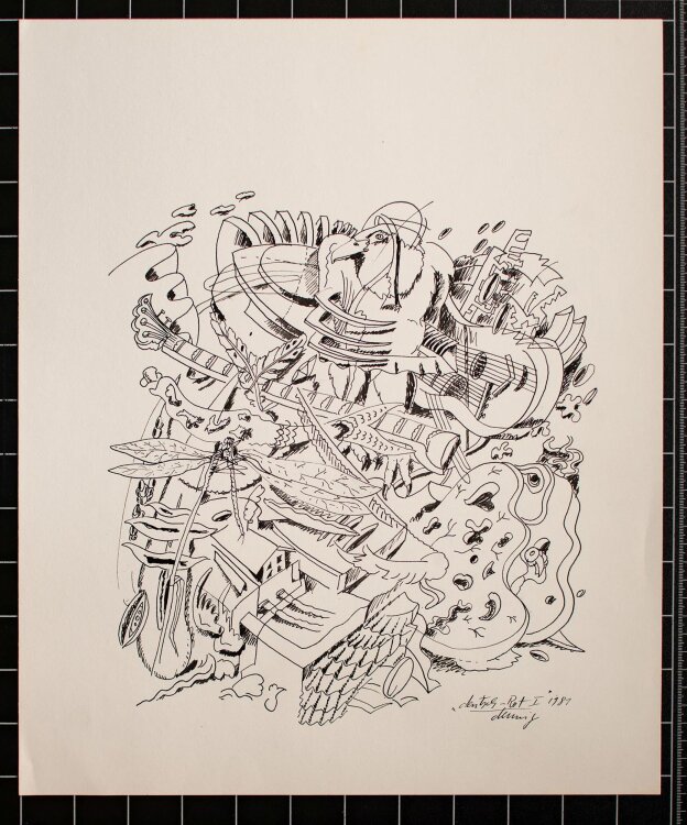 Karl-Heinz Dennig - deutsch-Rot I - Tuschezeichnung - 1981