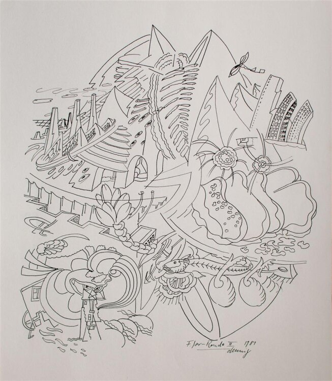Karl-Heinz Dennig - F. for-Rondo II - Tuschezeichnung - 1981