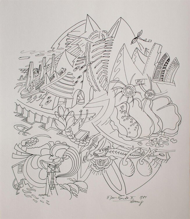 Karl-Heinz Dennig - F. for-Rondo II - Tuschezeichnung - 1981