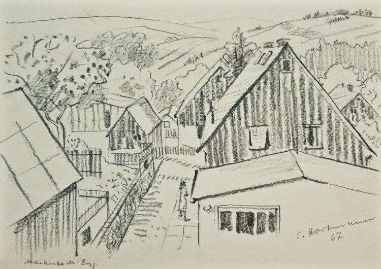 O. Hartmann - Markersbach/Erzgebirge - Bleistiftzeichnung - 1967