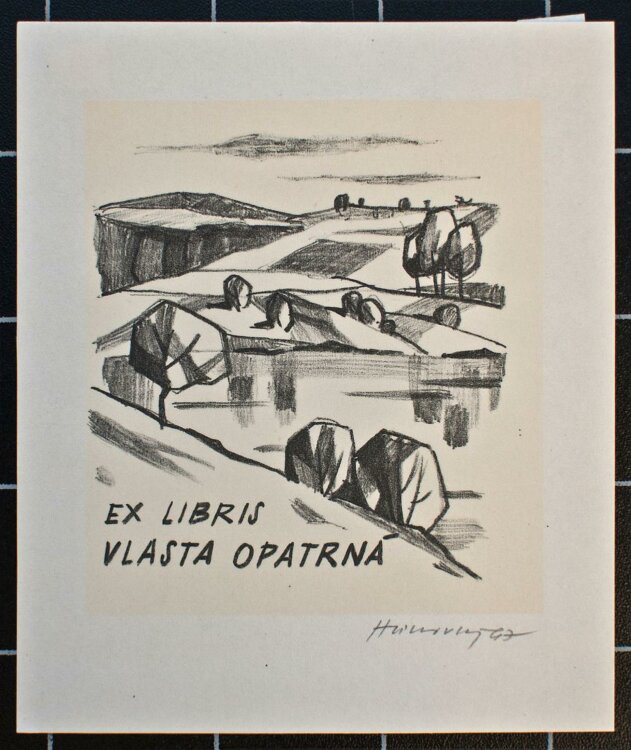 Stanislav Hlinovský - Ex Libris Vlasta Opatrná - Lithographie - 1947